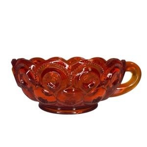 Vintage LE Smith Moon &Stars Amberina Glass Nappy Bowl 1960's MCM Red Snack Dish